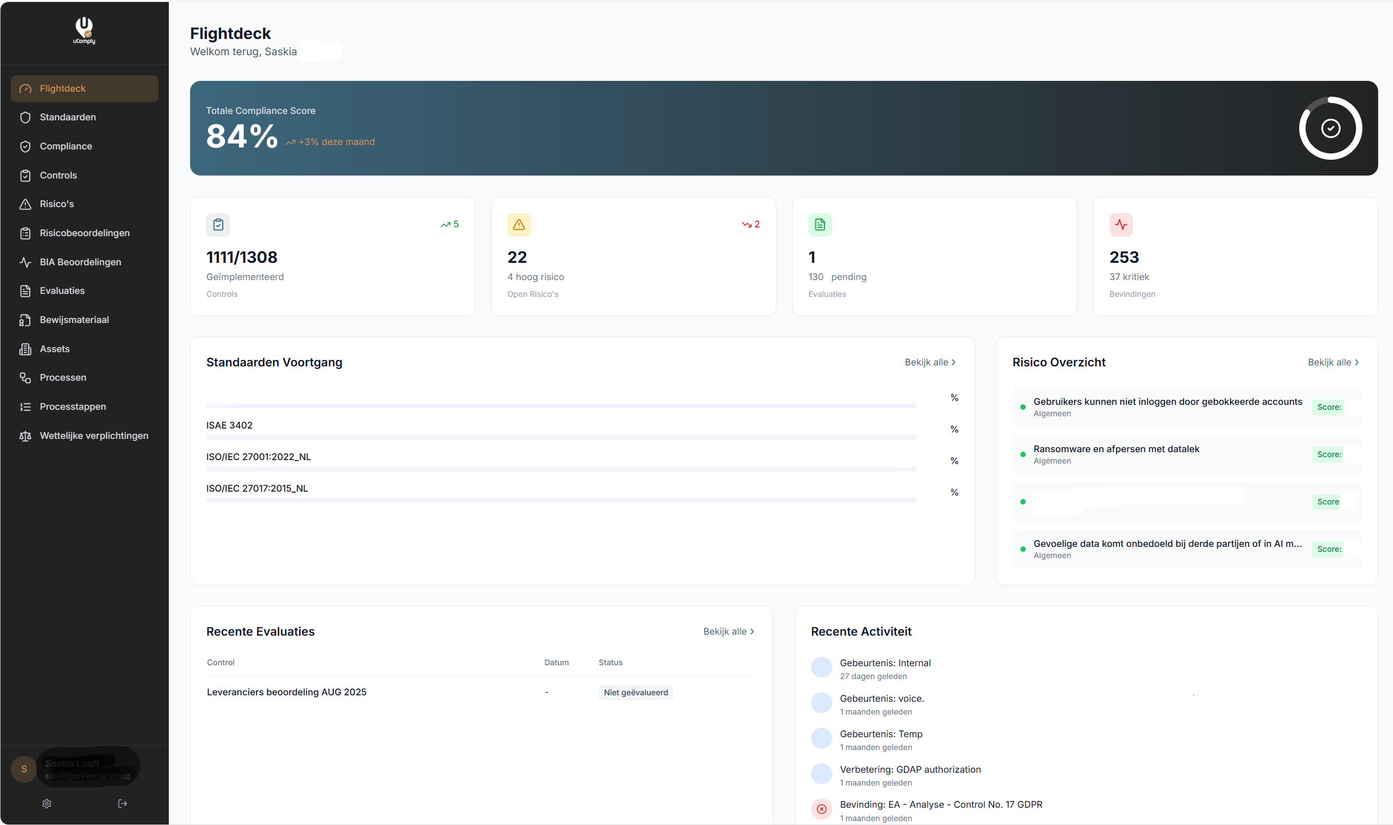 uComply Flightdeck - Dashboard